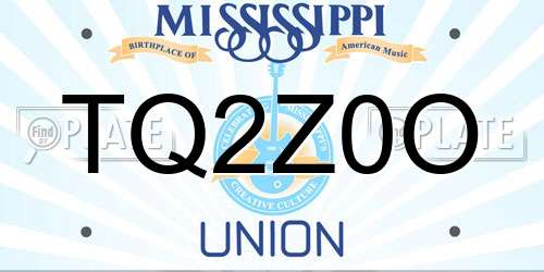 TQ2Z0O Mississippi License Plate
