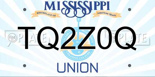 TQ2Z0Q Mississippi License Plate