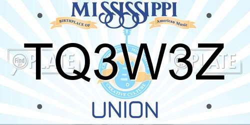 TQ3W3Z Mississippi License Plate
