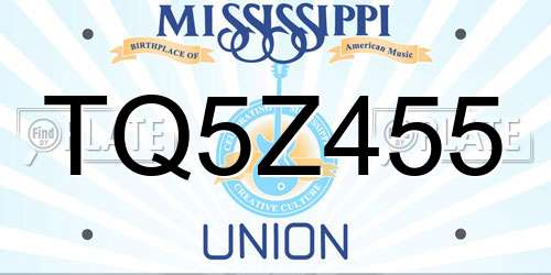 TQ5Z455 Mississippi License Plate
