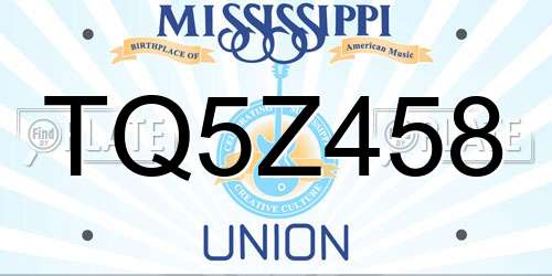 TQ5Z458 Mississippi License Plate