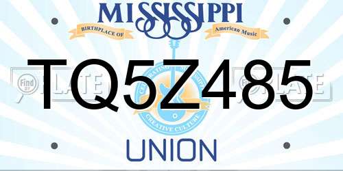 TQ5Z485 Mississippi License Plate
