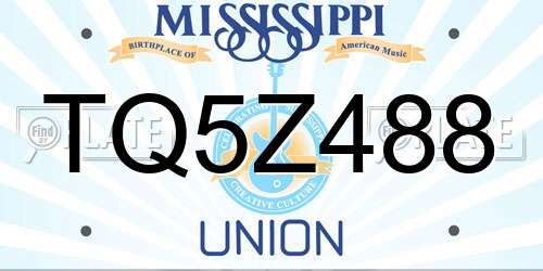 TQ5Z488 Mississippi License Plate