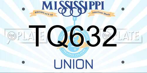 TQ632 Mississippi License Plate