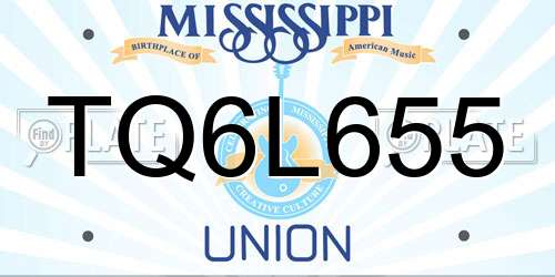 TQ6L655 Mississippi License Plate