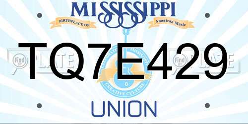 TQ7E429 Mississippi License Plate