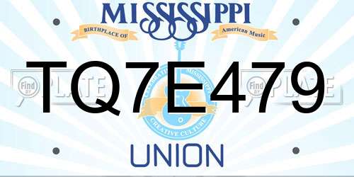 TQ7E479 Mississippi License Plate