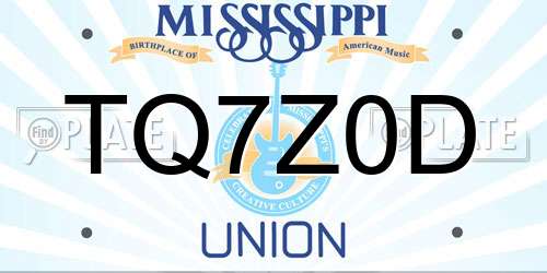 TQ7Z0D Mississippi License Plate