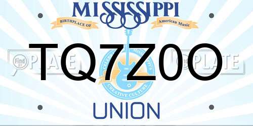 TQ7Z0O Mississippi License Plate