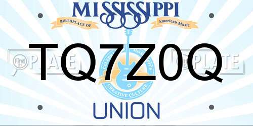 TQ7Z0Q Mississippi License Plate