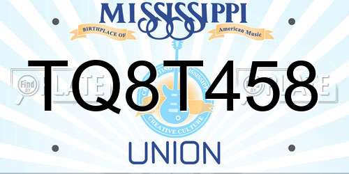 TQ8T458 Mississippi License Plate