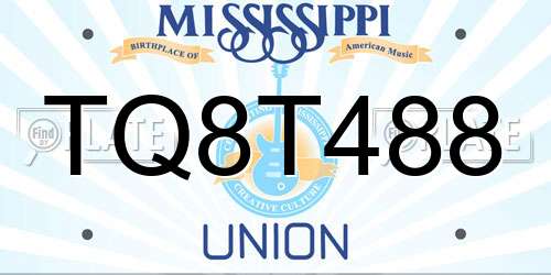 TQ8T488 Mississippi License Plate