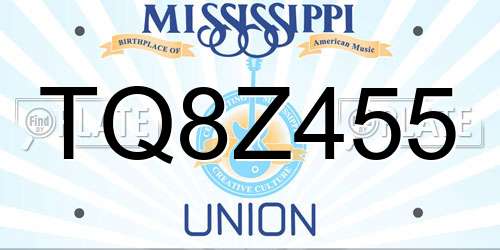 TQ8Z455 Mississippi License Plate
