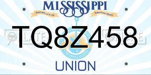 TQ8Z458 Mississippi License Plate