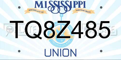 TQ8Z485 Mississippi License Plate