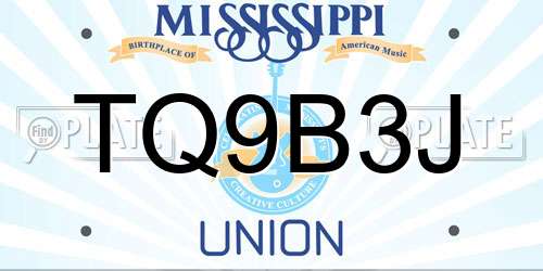 TQ9B3J Mississippi License Plate