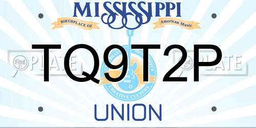 TQ9T2P Mississippi License Plate