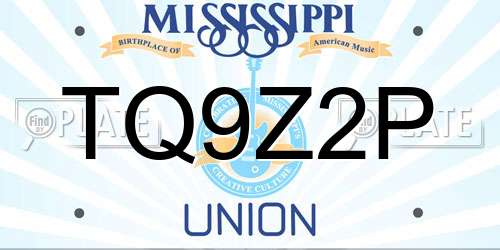 TQ9Z2P Mississippi License Plate