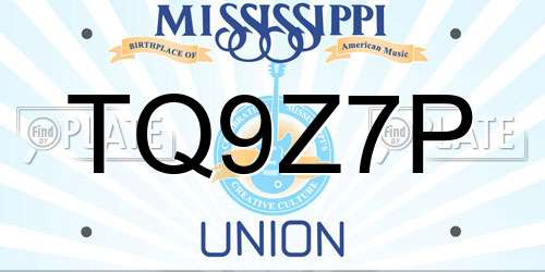 TQ9Z7P Mississippi License Plate