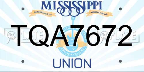 TQA7672 Mississippi License Plate