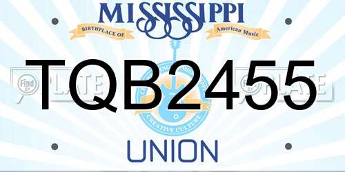 TQB2455 Mississippi License Plate