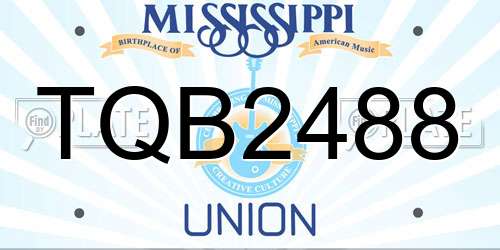 TQB2488 Mississippi License Plate