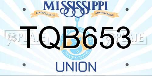 TQB653 Mississippi License Plate