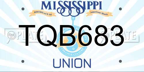 TQB683 Mississippi License Plate