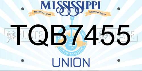 TQB7455 Mississippi License Plate