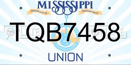 TQB7458 Mississippi License Plate