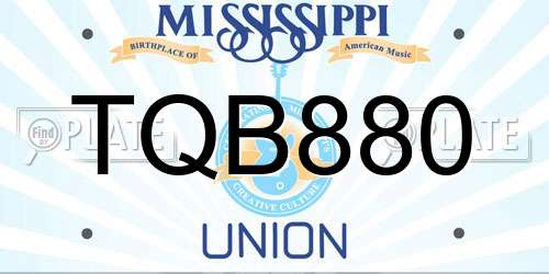TQB880 Mississippi License Plate