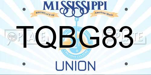TQBG83 Mississippi License Plate