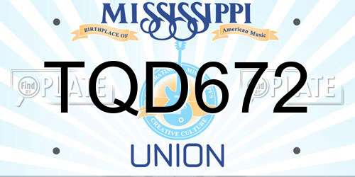 TQD672 Mississippi License Plate