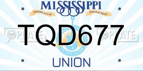 TQD677 Mississippi License Plate