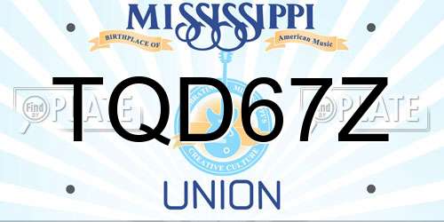 TQD67Z Mississippi License Plate