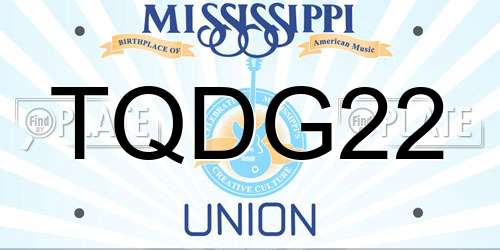 TQDG22 Mississippi License Plate