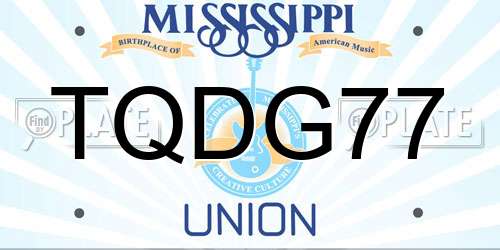 TQDG77 Mississippi License Plate