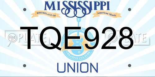 TQE928 Mississippi License Plate