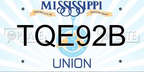 TQE92B Mississippi License Plate