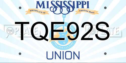 TQE92S Mississippi License Plate