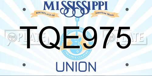 TQE975 Mississippi License Plate