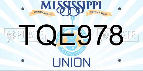 TQE978 Mississippi License Plate