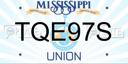 TQE97S Mississippi License Plate