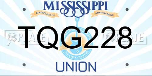 TQG228 Mississippi License Plate