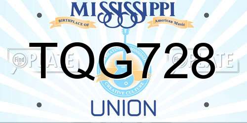 TQG728 Mississippi License Plate