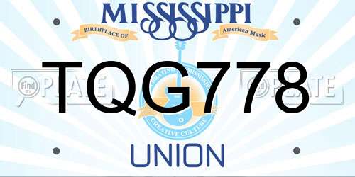 TQG778 Mississippi License Plate
