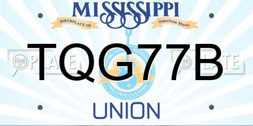 TQG77B Mississippi License Plate