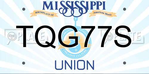 TQG77S Mississippi License Plate
