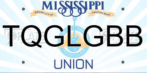 TQGLGBB Mississippi License Plate