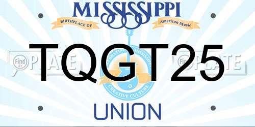 TQGT25 Mississippi License Plate